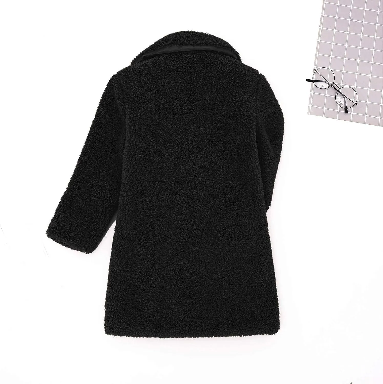 Baby Girls Faux Fur Teddy Long Coat Tollder Kids Winter Fleece Jacket Warm Outwear Clothes