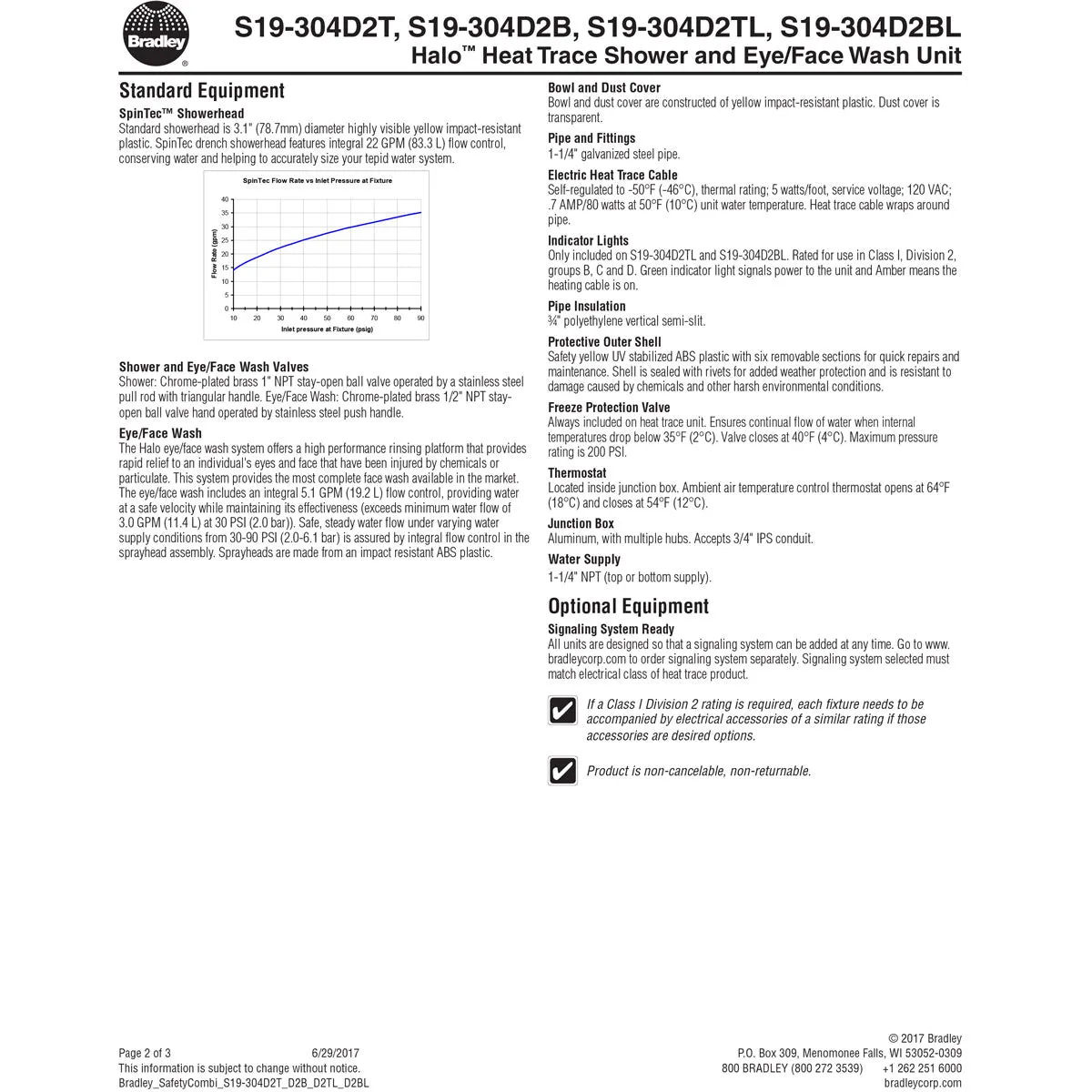 Bradley S19-304D2B Class I, Division 2 Halo Heat Trace Combination Unit, Bottom Supply