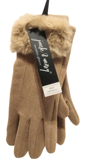 Brown Ultra Soft Fleece ladies Gloves one size