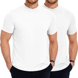 COOFANDY Men's Mock Turtleneck T Shirt Short Sleeve Slim Fit Basic Casual Undershirt Solid Color Pullover Tee