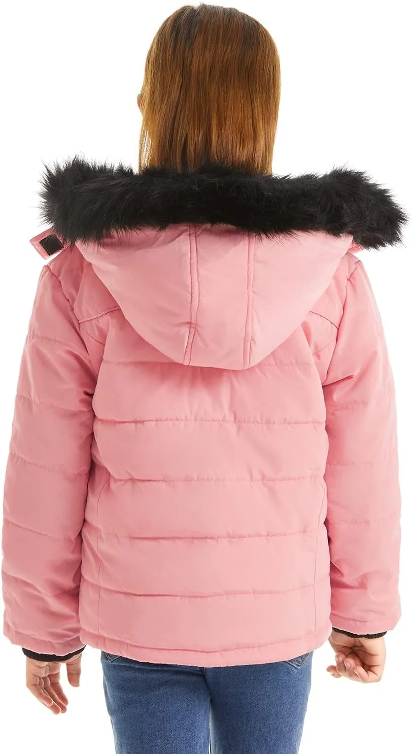 FARVALUE Girls' Winter Coats Thicken Fleece Lined Padded Hooded Puffer Jacket Coat for Girls