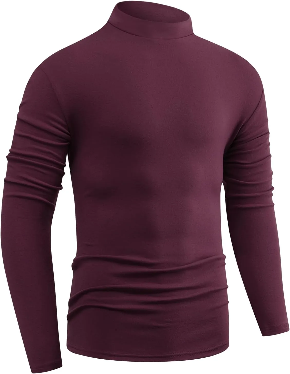 Mens Basic Mock Neck Long Sleeve Soft Knit Fitted Undershirt Sweater T-Shirt Pullover Tops