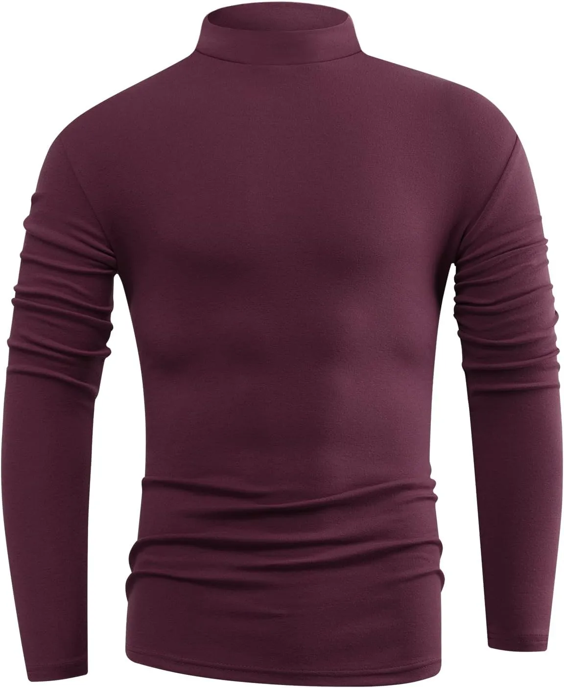 Mens Basic Mock Neck Long Sleeve Soft Knit Fitted Undershirt Sweater T-Shirt Pullover Tops