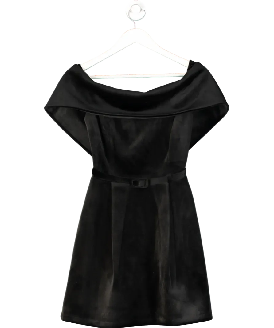 Nadine Merabi Carmen Black Velvet Mini Dress UK S