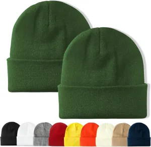 PFFY 2 Packs Unisex Beanie Hats for Men Women Knit Winter Beanies