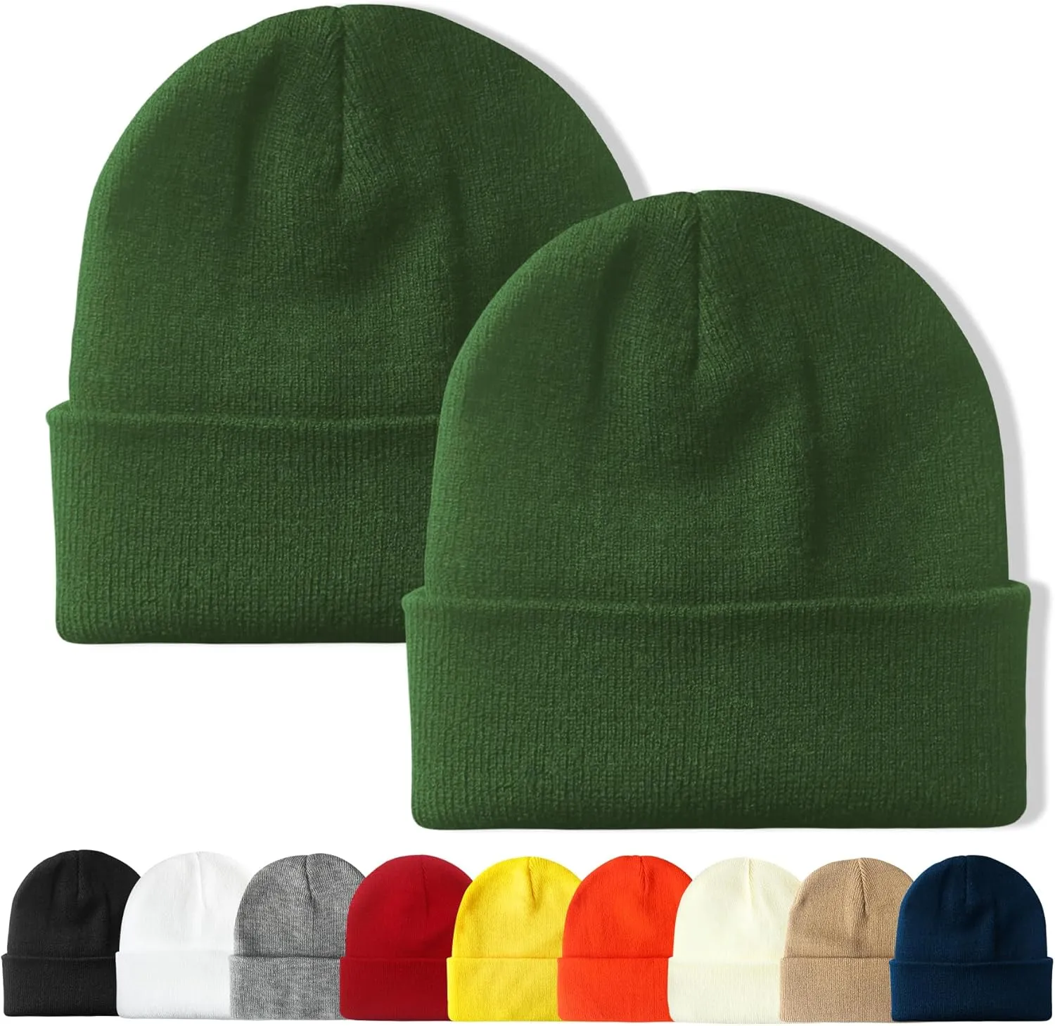 PFFY 2 Packs Unisex Beanie Hats for Men Women Knit Winter Beanies