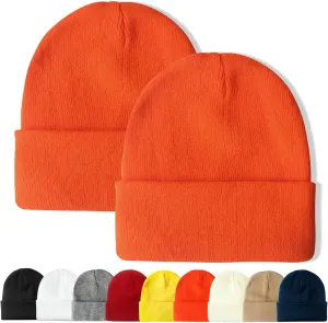 PFFY 2 Packs Unisex Beanie Hats for Men Women Knit Winter Beanies