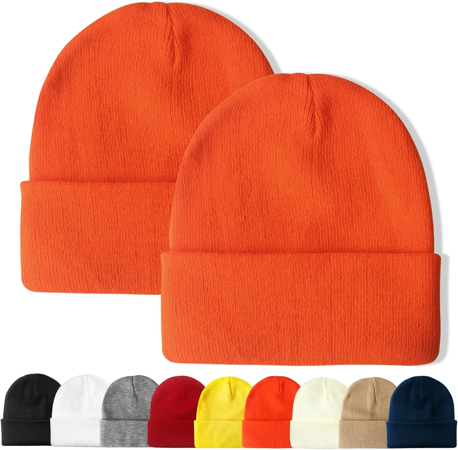 PFFY 2 Packs Unisex Beanie Hats for Men Women Knit Winter Beanies