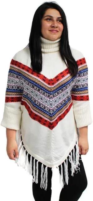 Poncho Wraps Cape Alpaca Blend Turtle Neck with Sleeves Made in Peru