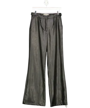 Prevu Black Aurora Wide Leg Faux Leather Trousers UK 8