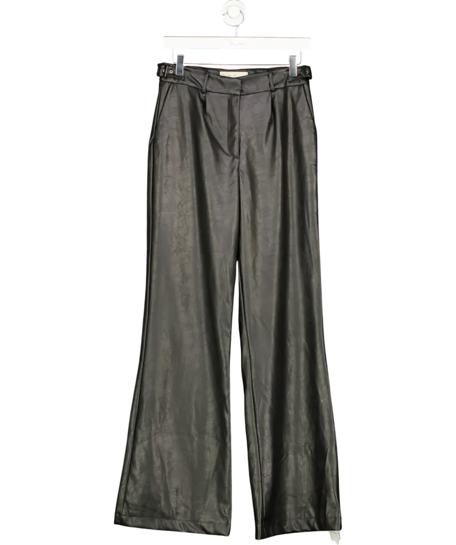 Prevu Black Aurora Wide Leg Faux Leather Trousers UK 8