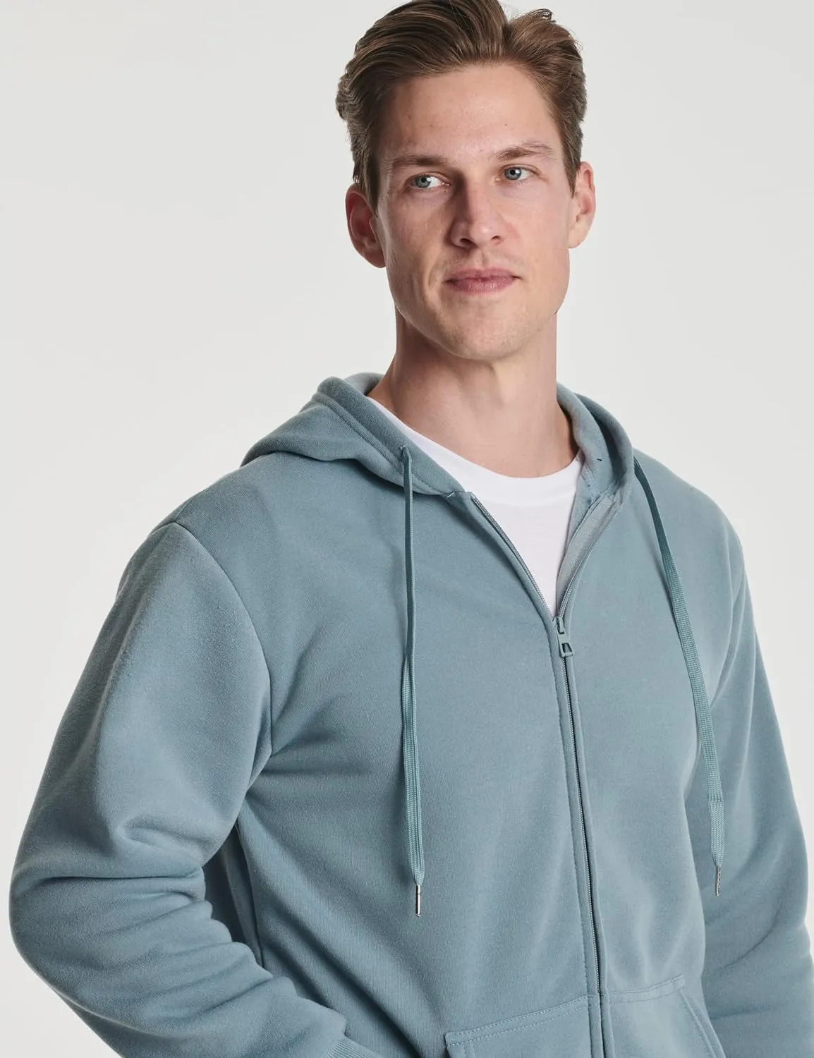 Real Essentials 3 Pack: Mens Fleece Long Sleeve Full Zip Hoodie - Athletic Sweatshirt Jacket (Available in Big & Tall)
