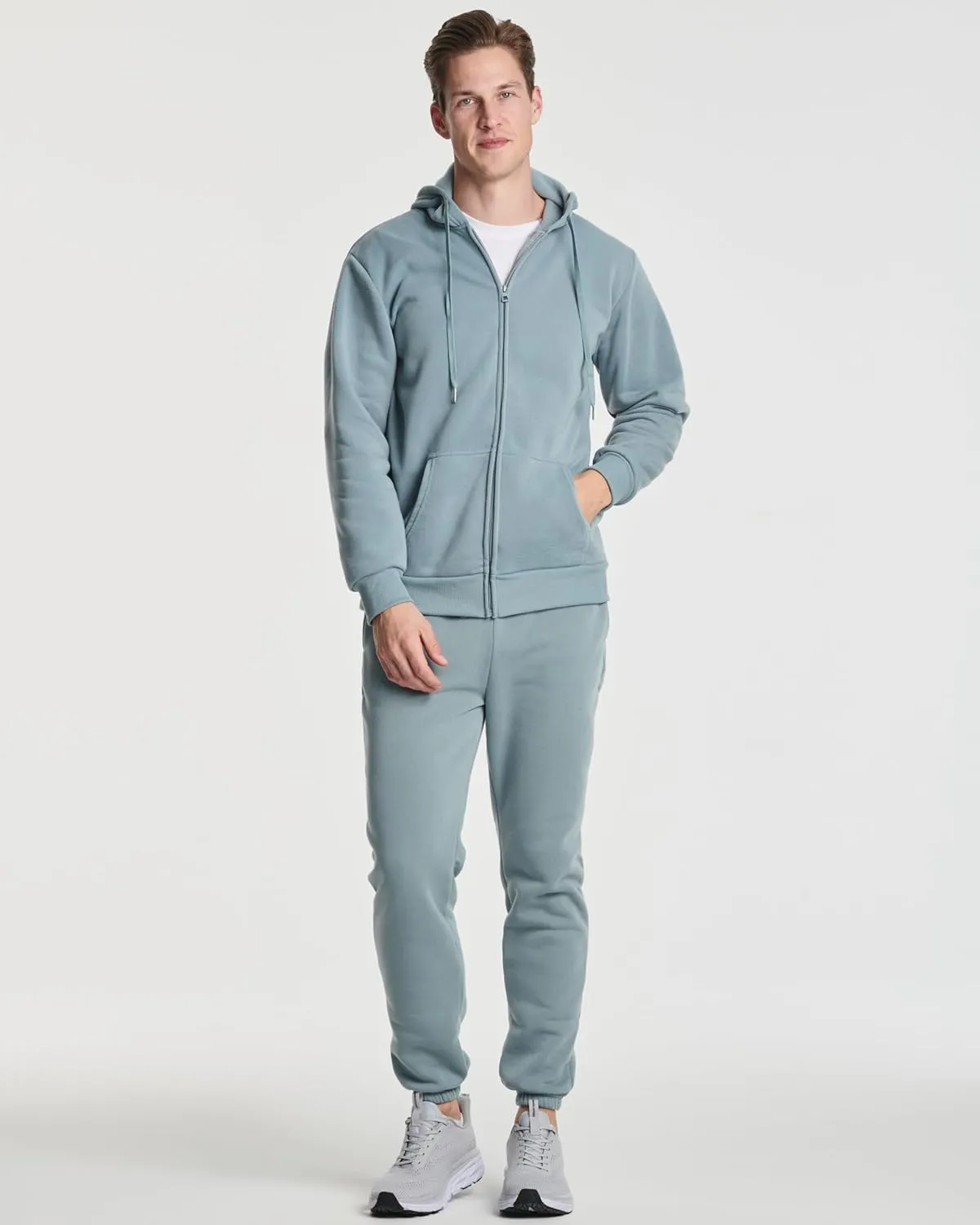 Real Essentials 3 Pack: Mens Fleece Long Sleeve Full Zip Hoodie - Athletic Sweatshirt Jacket (Available in Big & Tall)