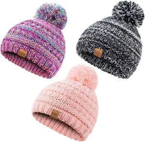 REDESS Baby Kids Winter Warm Hats, Infant Toddler Children Pom Pom Beanie Knit Cap Girls Boys