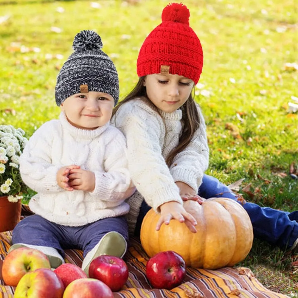 REDESS Baby Kids Winter Warm Hats, Infant Toddler Children Pom Pom Beanie Knit Cap Girls Boys