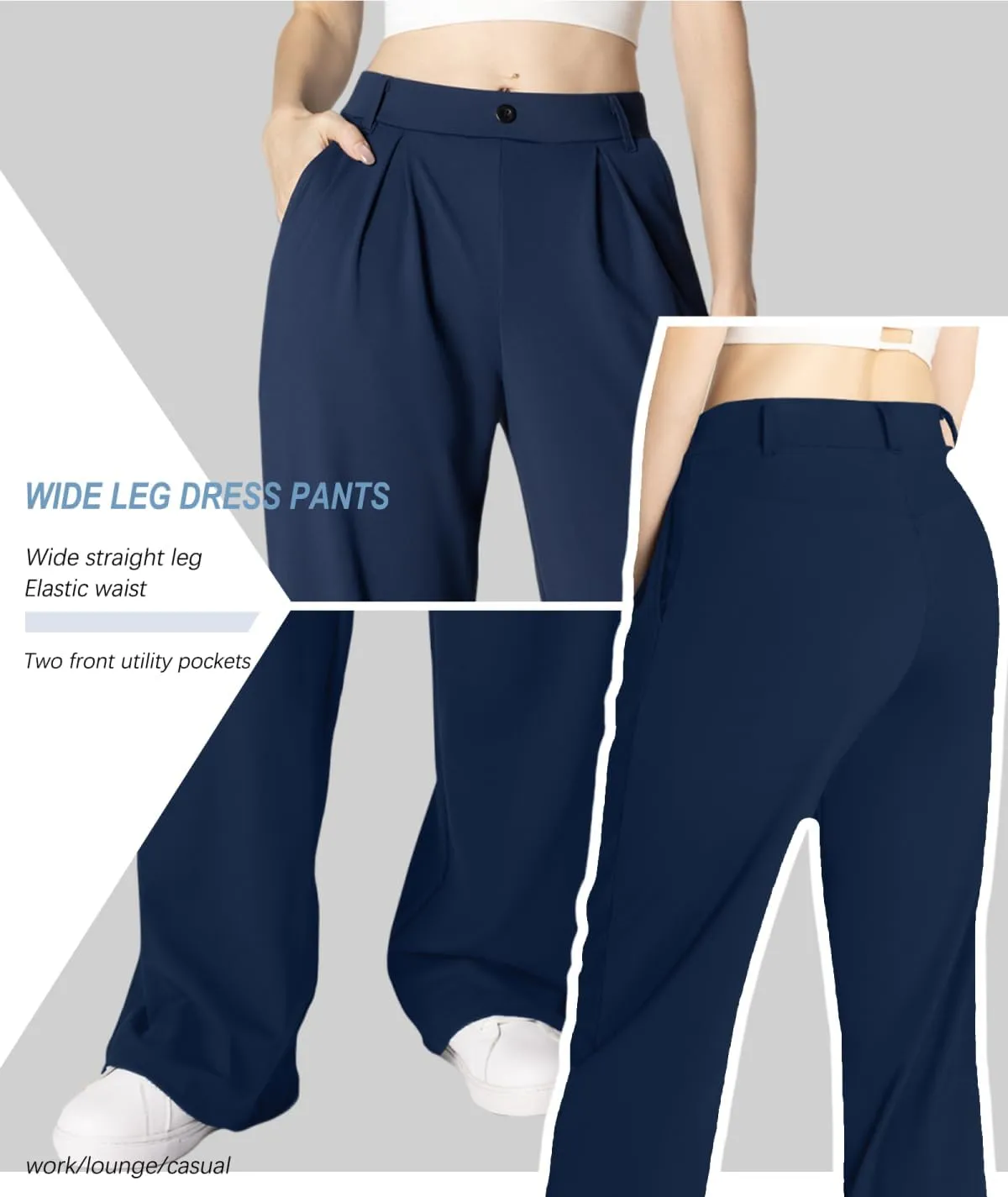 Safort Wide Leg Pants Women Dress Pants 28"/31"/34" Business Casual Trousers Work Office Loose Slacks Belt Loops Pockets