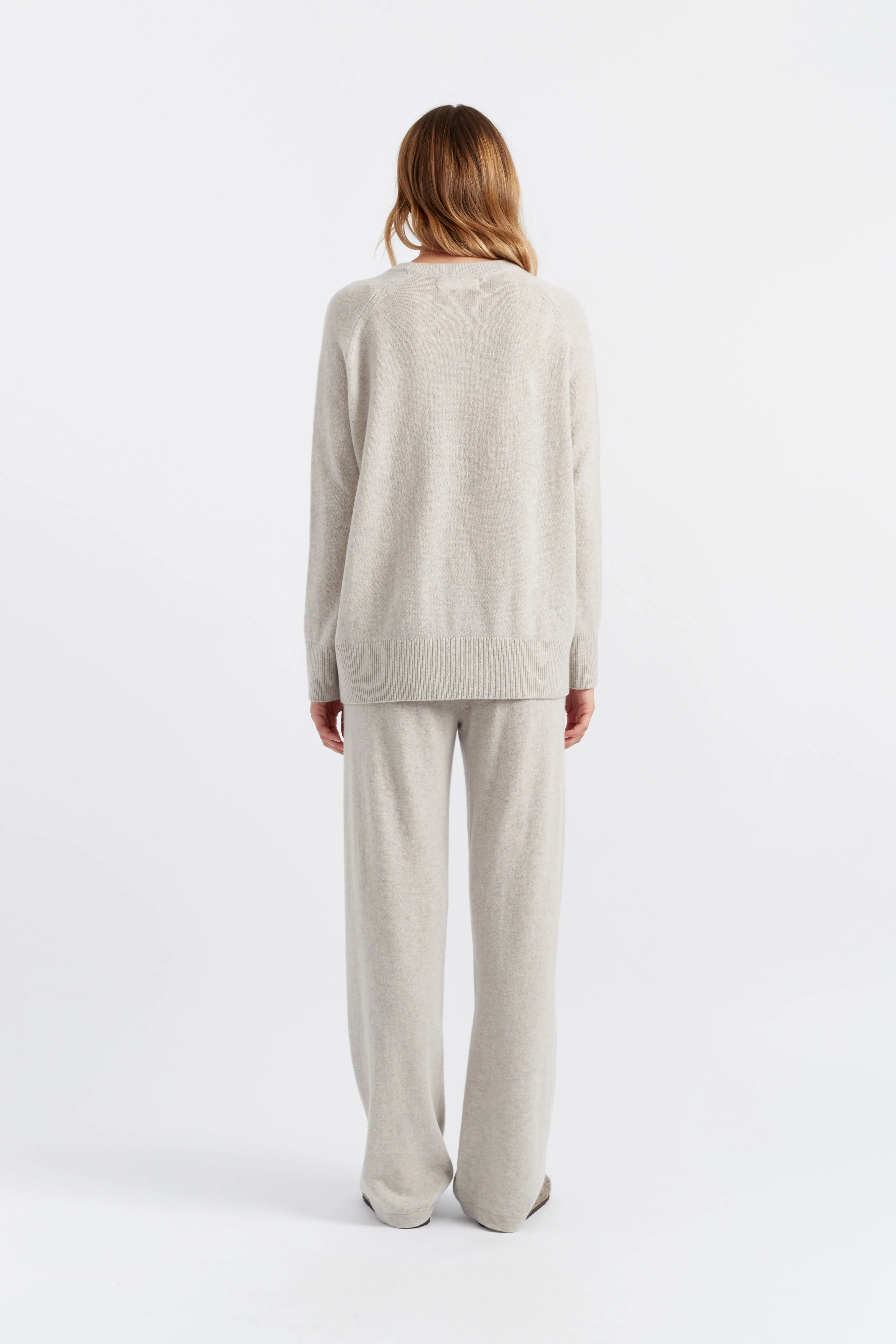 Taupe Cashmere Wide-Leg Pants