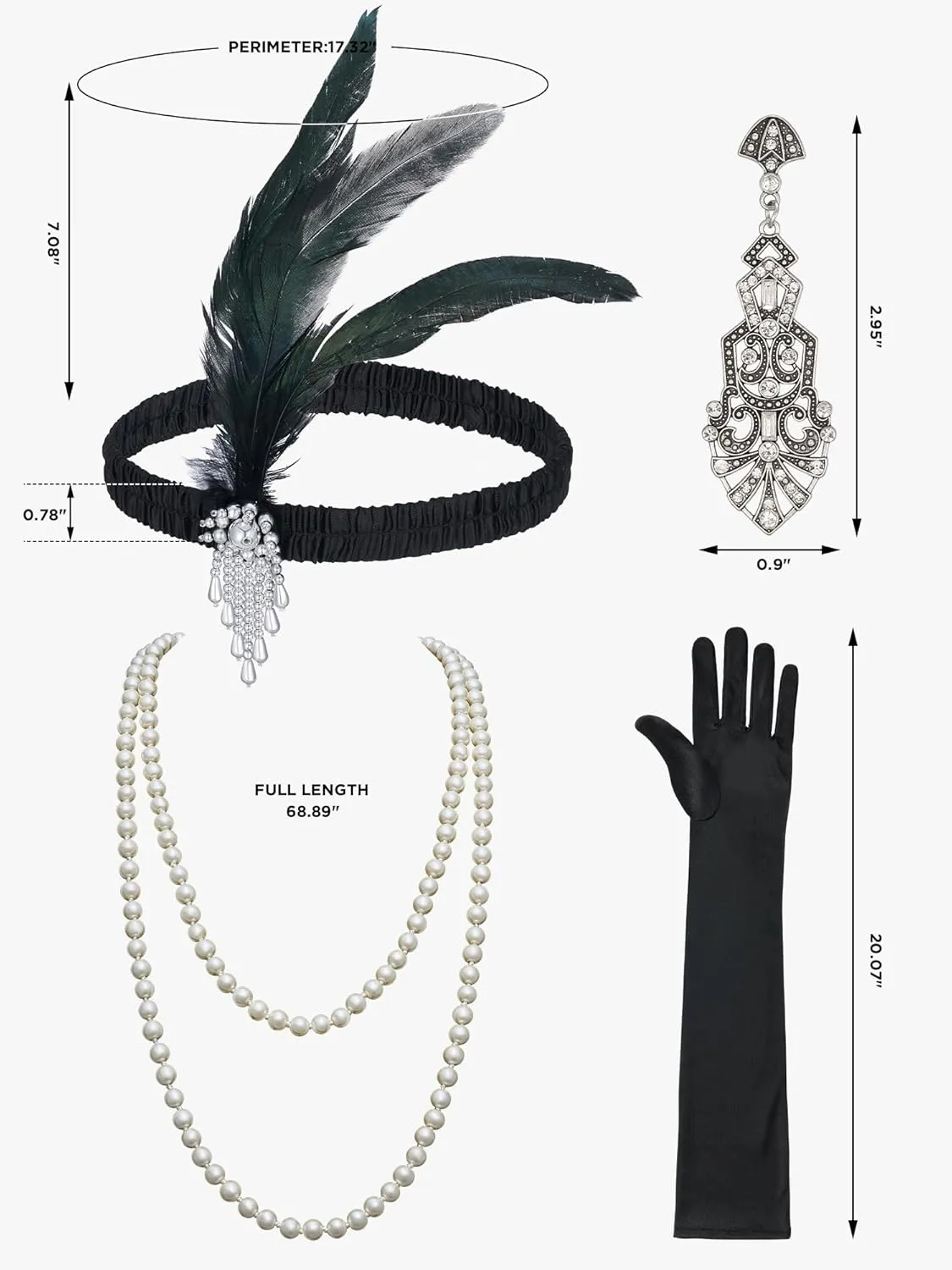 YESSA Women's Flapper Dresses 1920s,Great Gatsby Fringed Dresses with 20s Accessories Set for Formal/Party/Prom/Club/Wedding